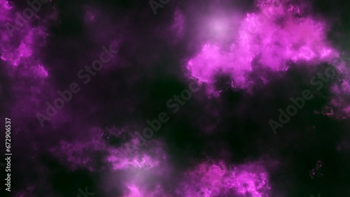bright purple nebula and the glitter of stars.