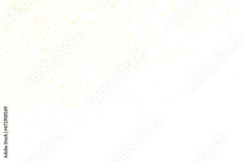 Gold glitter powder falling on white background