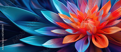 Vibrant 3D flower close-up with layered petals and rich hues.