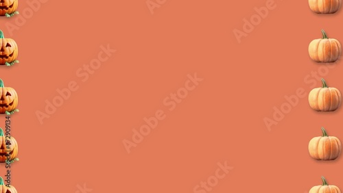 Wallpaper Mural Stop motion Helloween Pumpkin appear and disappear on pastel background. High quality video 4K. Detailed stop motion video. Background or wallpaper in food and drinks videos. Torontodigital.ca