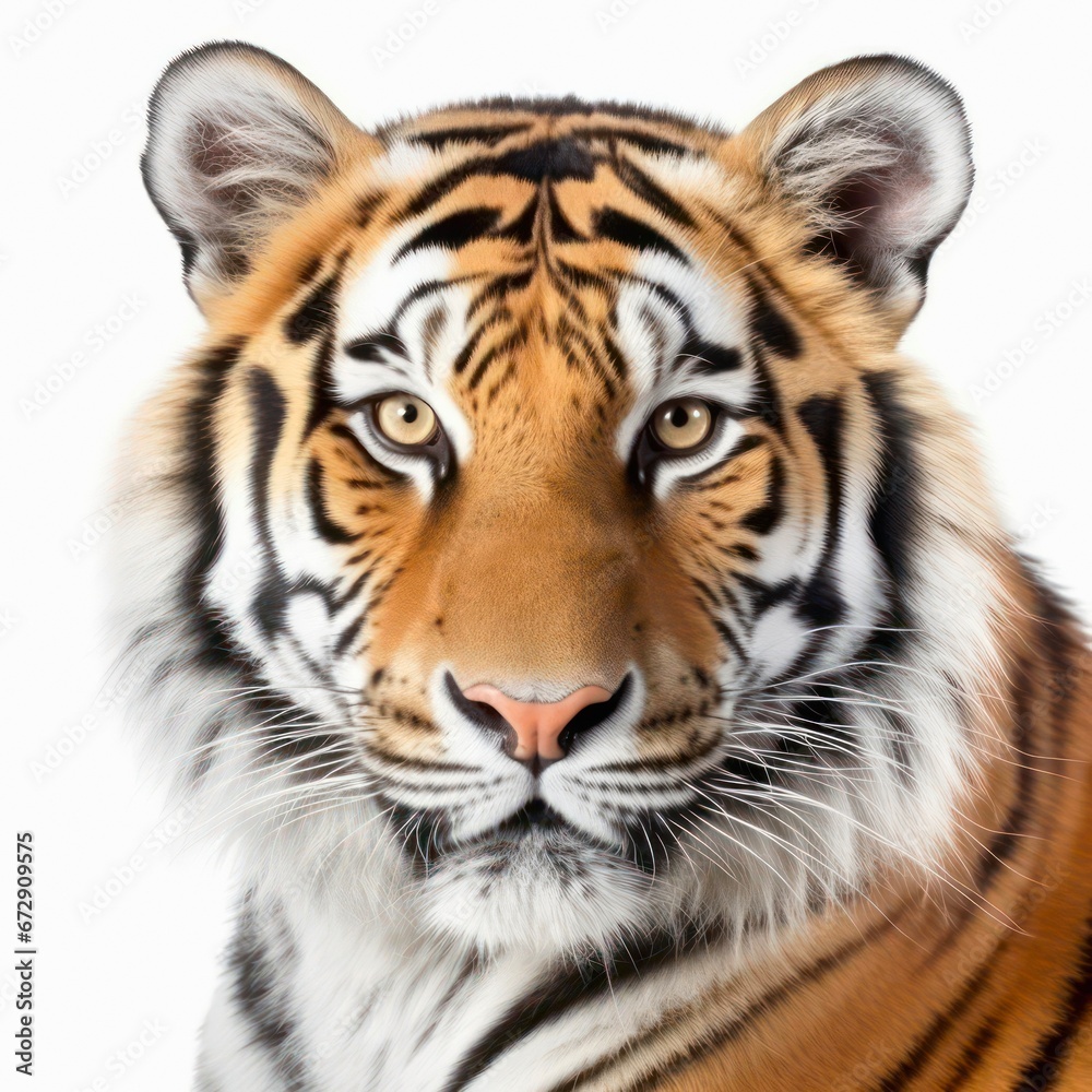 Closeup portrait of a tiger on white background. Closeup portrait of a tiger on white background.