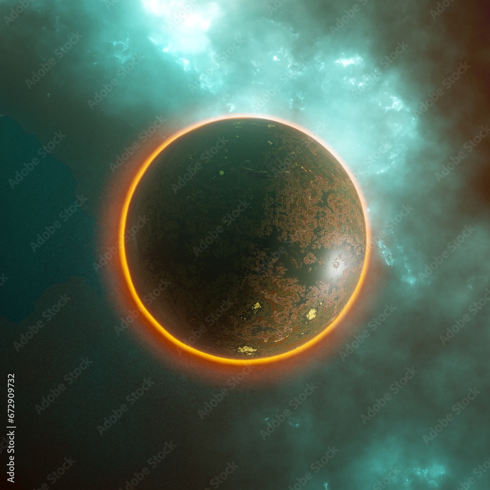 Obraz premium Deep space planets, science fiction imagination of cosmos landscape.