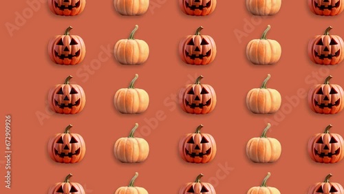 Wallpaper Mural Stop motion Helloween Pumpkin appear and disappear on pastel background. High quality video 4K. Detailed stop motion video. Background or wallpaper in food and drinks videos. Torontodigital.ca