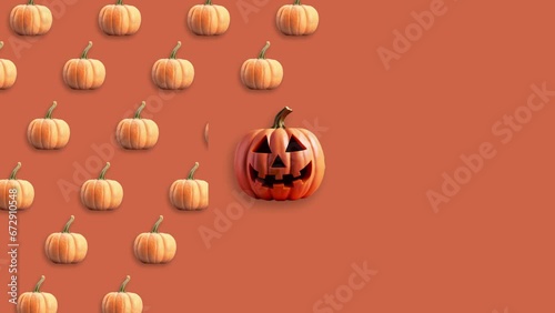 Wallpaper Mural Stop motion Helloween Pumpkin appear and disappear on pastel background. High quality video 4K. Detailed stop motion video. Background or wallpaper in food and drinks videos. Torontodigital.ca