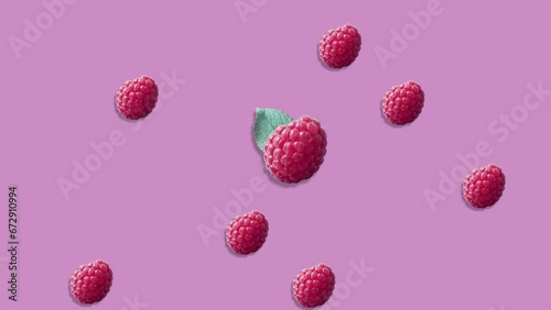 Wallpaper Mural Stop motion Cut and whole Raspberry appear and disappear on pastel background. High quality video 4K. Detailed stop motion video. Background or wallpaper in food and drinks videos. Torontodigital.ca