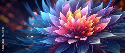 Close-up futuristic neon flower design with a vibrant.