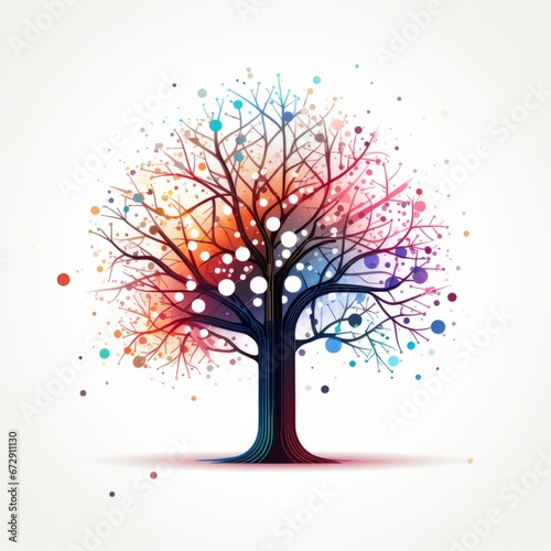 abstract tree with colourful splashes on white isolated background.  Illustration for T shirt design. Easy to submilation printing © Natalja