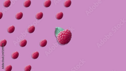 Wallpaper Mural Stop motion Cut and whole Raspberry appear and disappear on pastel background. High quality video 4K. Detailed stop motion video. Background or wallpaper in food and drinks videos. Torontodigital.ca