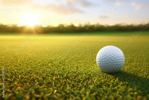 Golf ball putting on green grass near hole golf to win in game