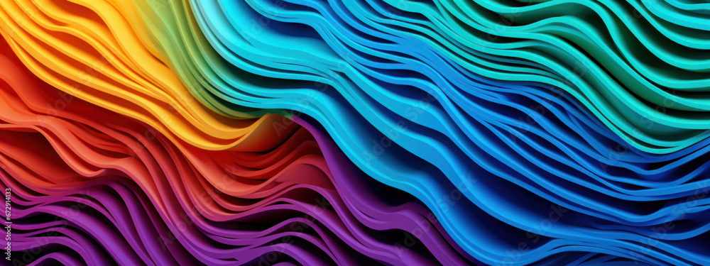 Fototapeta premium Rainbow wave texture, microscopic color blend.