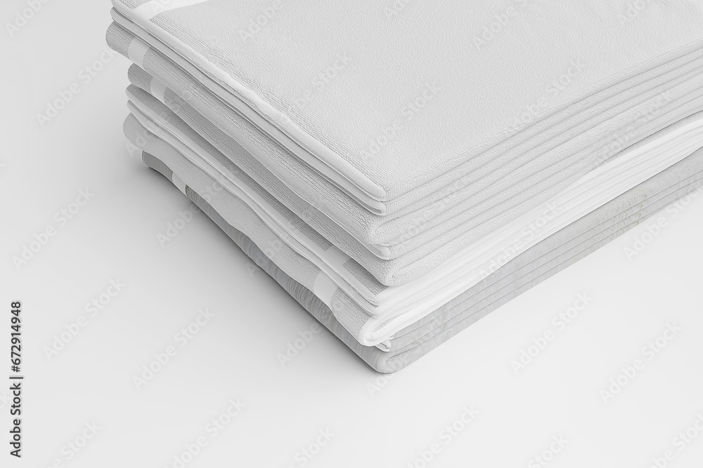 White towel roll stack on white background. 3d rendering. White towel roll stack on white background. 3d rendering.