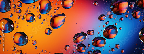 Vivid soda bubbles on blue-orange gradient.