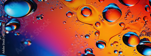 Vivid soda bubbles on blue-orange gradient.