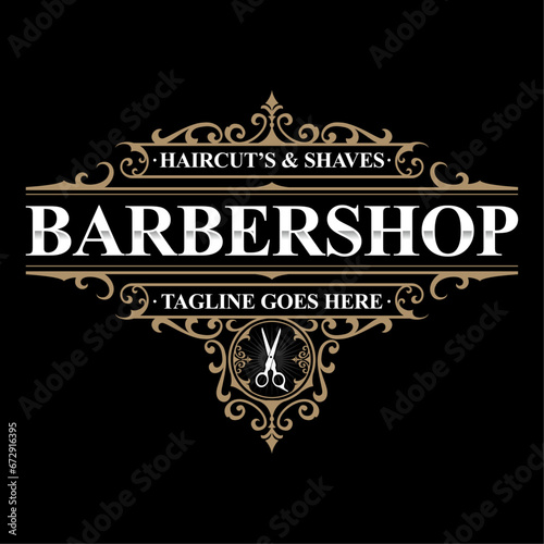Vintage elegant luxury logo design. Antique label. Suitable for barber shop tattoo studio beer brewing wine shop signage whiskey label salon.