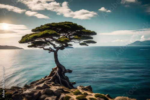 tree on the beach generated by AI technology 