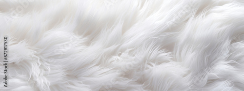 Close-up of luxurious plush white fur close-up.