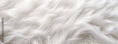 Close-up of luxurious plush white fur close-up.