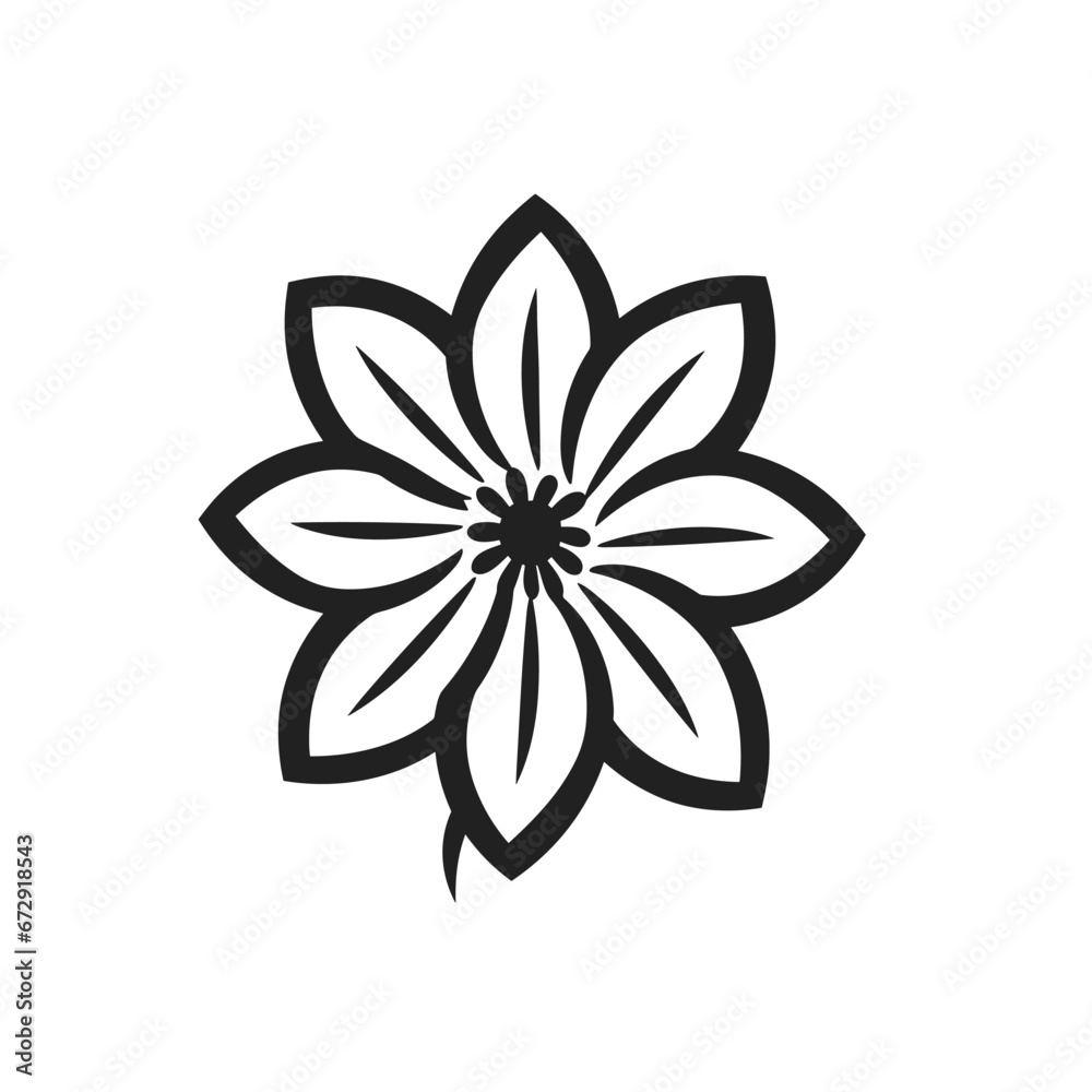Hand drawn flat design simple flower outline on white background Hand drawn flat design simple flower outline on white background