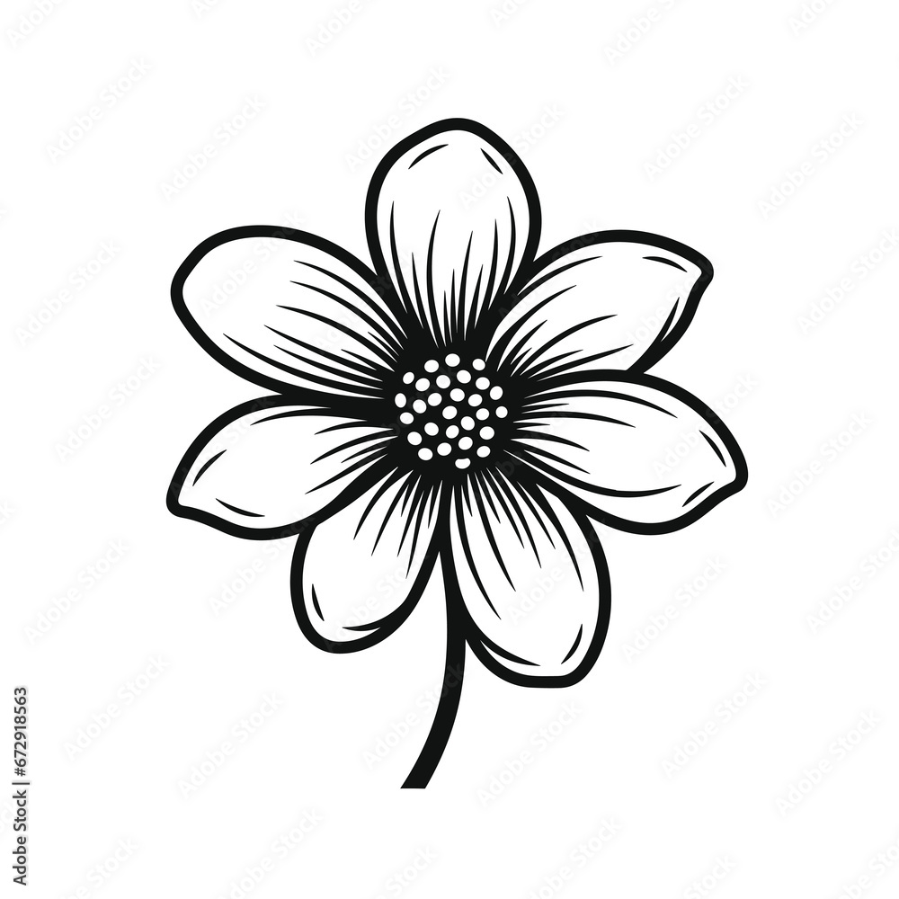 Obraz premium Hand drawn flat design simple flower outline on white background