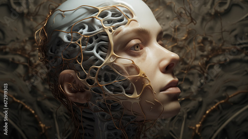 Artistic rendition of human with a mechanical brain exposure. © RISHAD