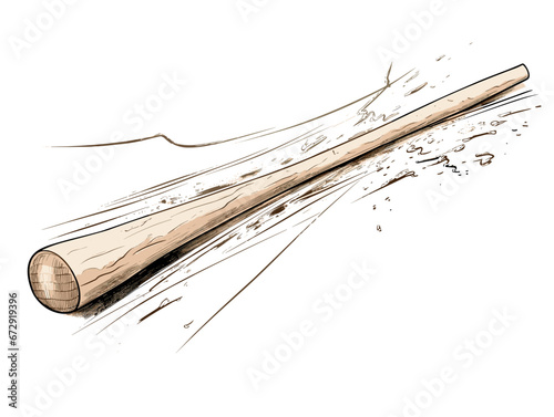Drawing of A baseball bat illustration separated, sweeping overdrawn lines.