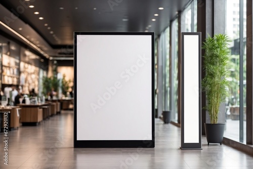 display blank clean screen or signboard mockup for offers or advertisement in public area. ai generative