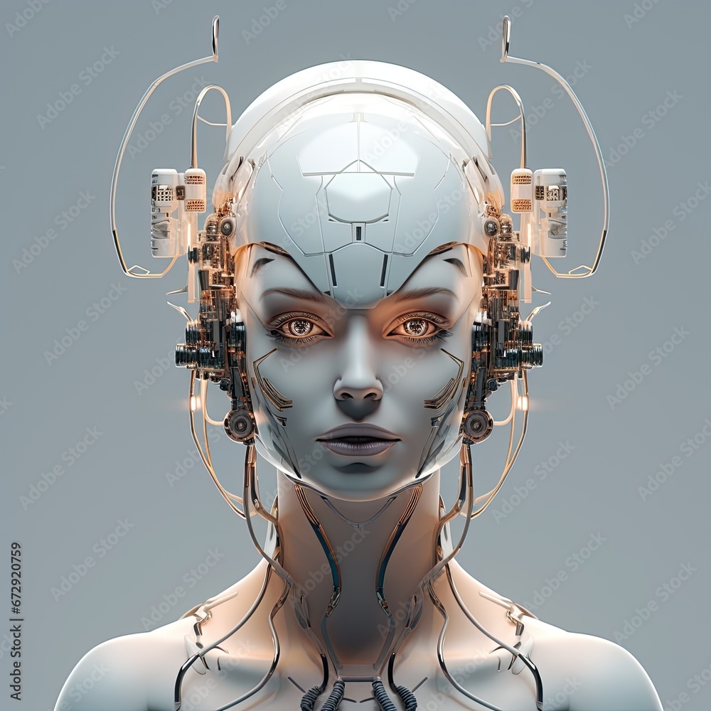 Female Cyber Robot  with artificial intelligence.