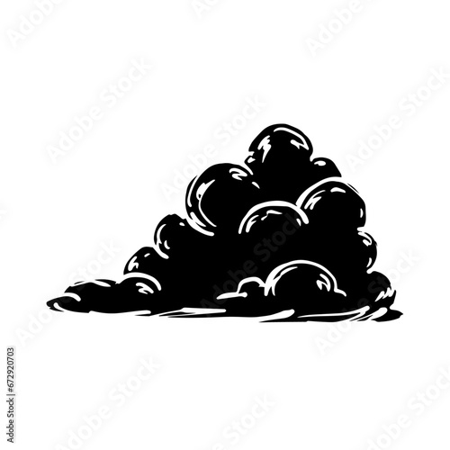 Silhouette, doodle clouds. Vector graphics.