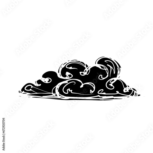 Silhouette, doodle clouds. Vector graphics.