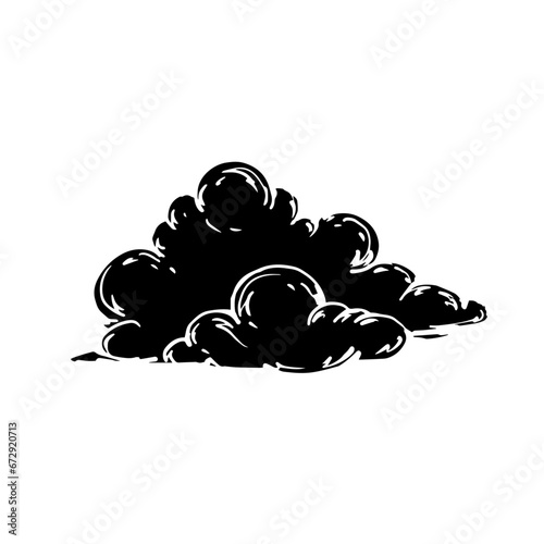 Silhouette, doodle clouds. Vector graphics.