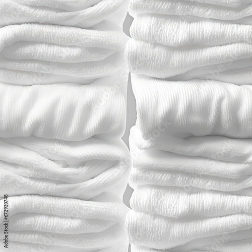 Stack of clean soft towels on white background photo
