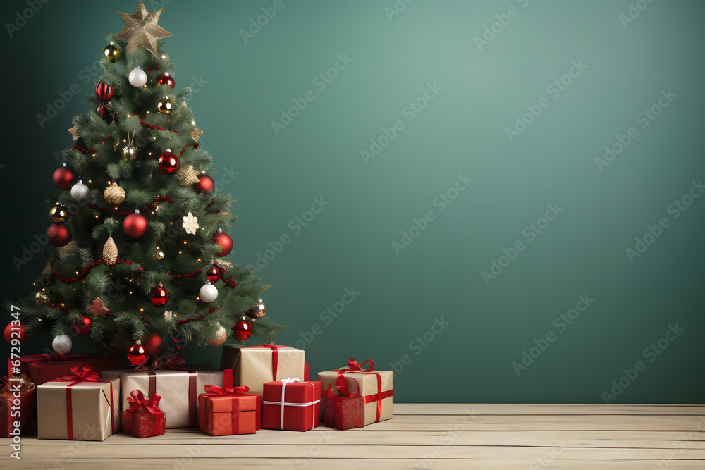 christmas tree decorations, santa claus with gifts, snowman in the snow, christmas gift boxes christmas tree decorations, santa claus with gifts, snowman in the snow, christmas gift boxes
