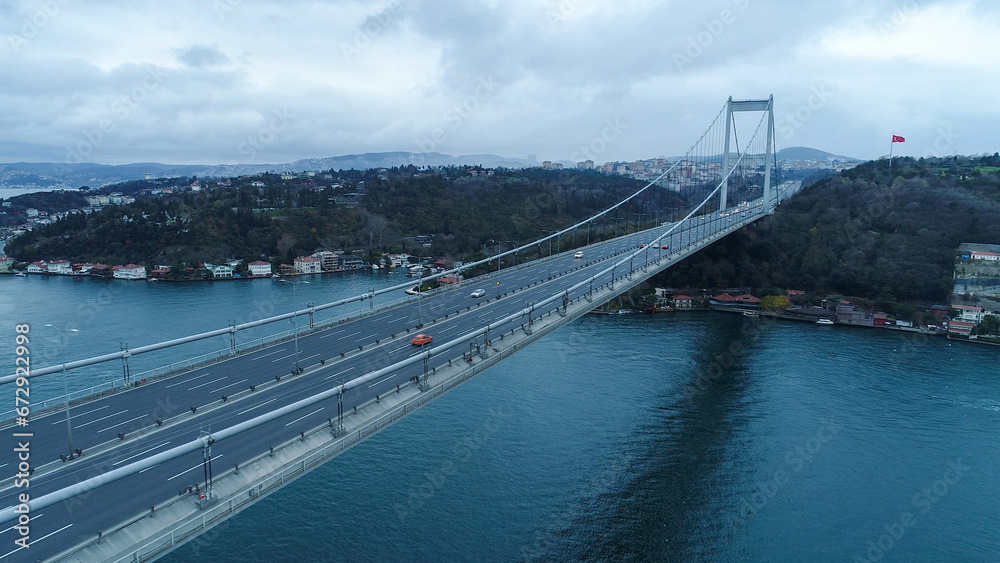 aerial view of istanbul bosphorus bridge
