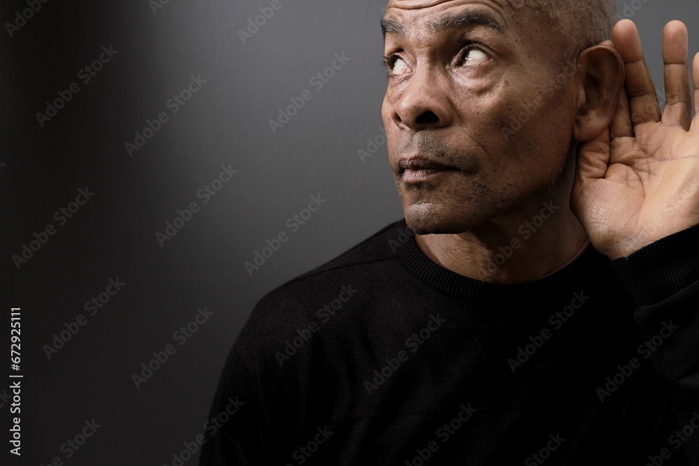 suffering from deafness and hearing loss on grey background with people stock image stock photo suffering from deafness and hearing loss on grey background with people stock image stock photo