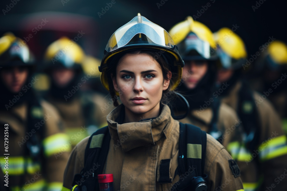 Breaking barriers: a determined woman firefighter breaking through gender stereotypes, paving the way for others in her field Breaking barriers: a determined woman firefighter breaking through gender stereotypes, paving the way for others in her field