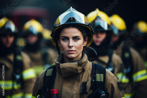 Breaking barriers: a determined woman firefighter breaking through gender stereotypes, paving the way for others in her field