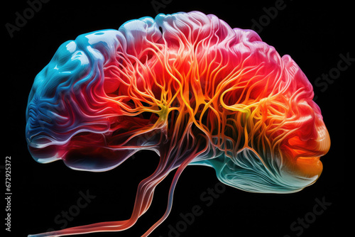 A colorful brain display reflecting the manifold facets of human thinking processes