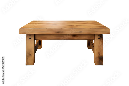 Wooden coffee table isolated on a transparent and white background