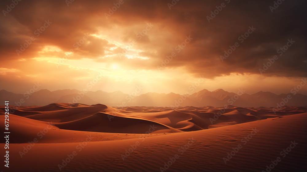 desert landscape with sun