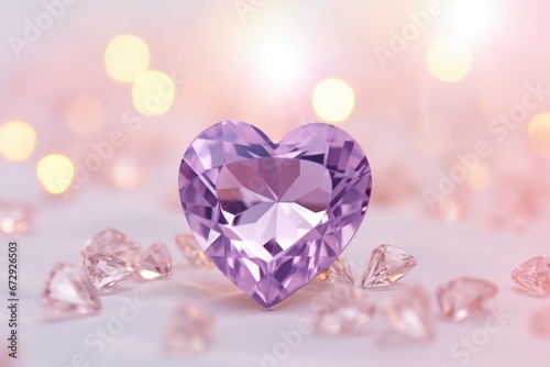 A purple heart shaped diamond surrounded by diamonds.