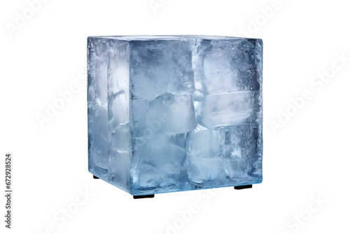 Big ice cube isolated on a transparent and white background