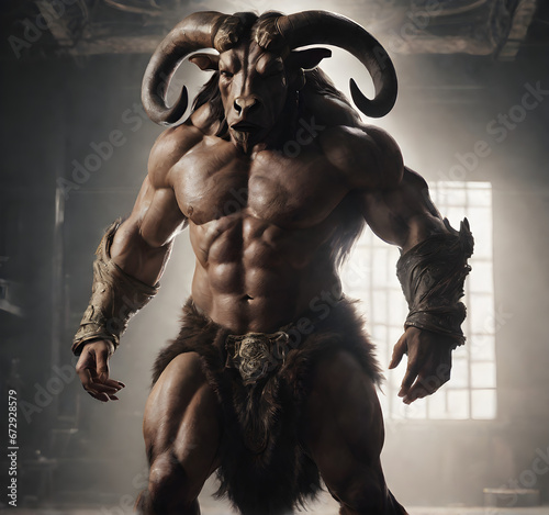 Minotaur: The Mythical Maze Guardian. generative AI photo