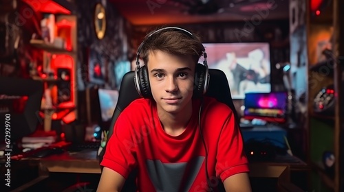Caucasian steamer gamer boy review top 10 online esport game live and share on his channel in playing room