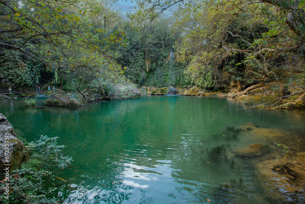 The Kurşunlu Waterfall (Turkish: Kurşunlu Şelalesi) is located 19 km from Antalya, Turkey. The Kurşunlu Waterfall (Turkish: Kurşunlu Şelalesi) is located 19 km from Antalya, Turkey.