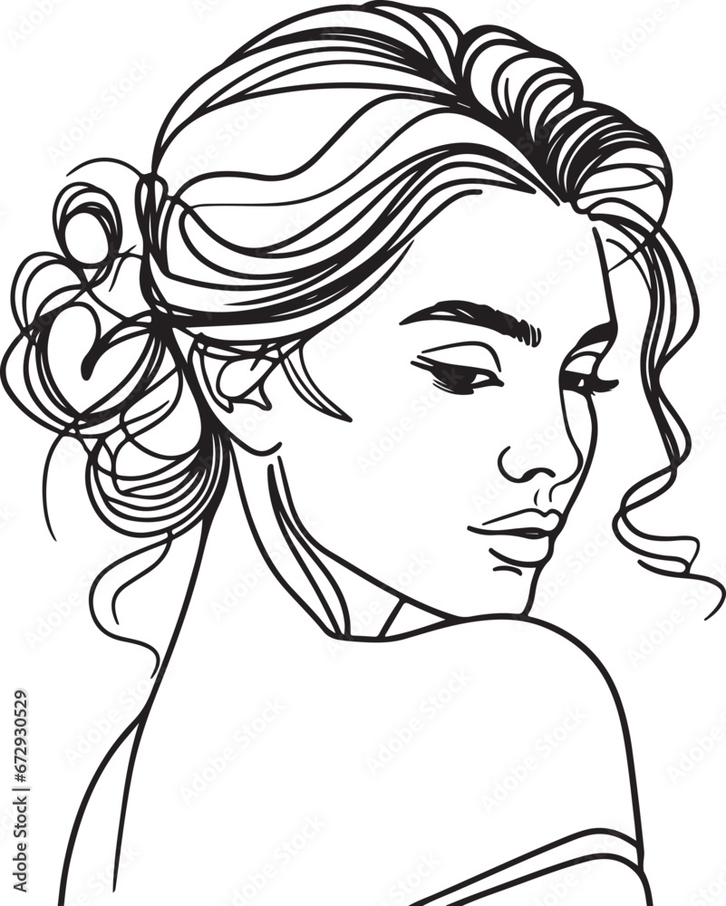 Hot girl in sexy pose black and white drawing vector Hot girl in sexy pose black and white drawing vector