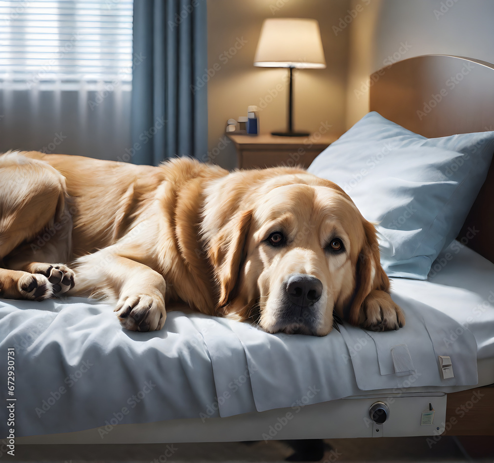 Healing Presence of a Therapy Dog in a Hospital Room - Comfort and Solace. generative AI Healing Presence of a Therapy Dog in a Hospital Room - Comfort and Solace. generative AI