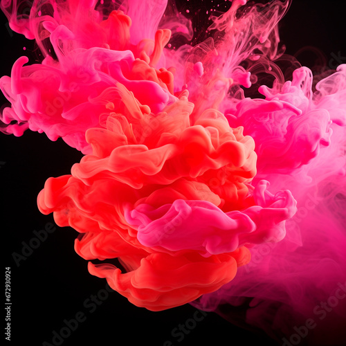 Colorful Pink Red smoke paint explosion splash