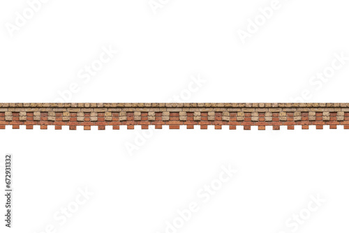Brickwork decorative entablature from 19th century is isolated on transparent background. photo