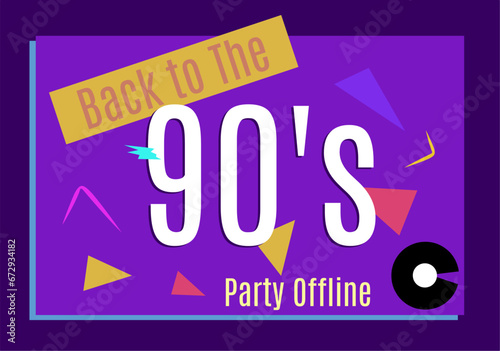 Vector of a 90s-themed party poster with a colorful  retro design