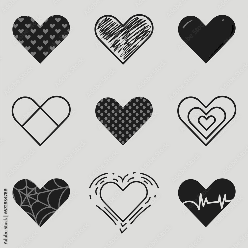 PrintSet of hearts vector | valentines day PrintSet of hearts vector | valentines day